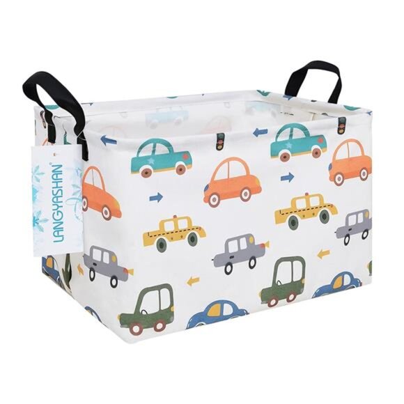 Rectangular Storage Bin Collapse Canvas Fabric Cartoon Storage Basket - Picture 1 of 8